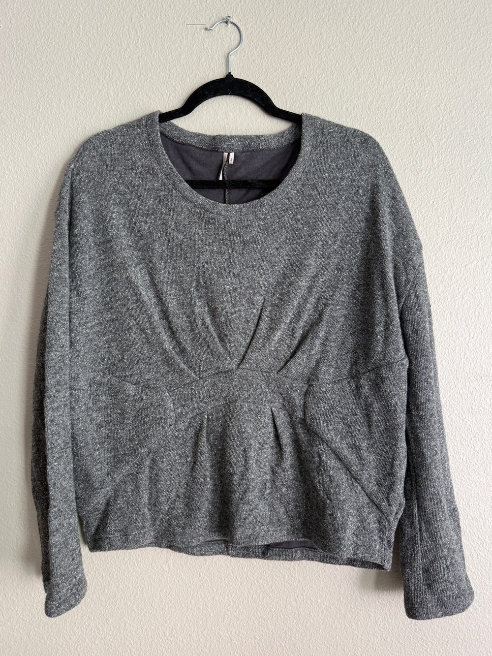 IRO Sz M Gray Pullover Sweater Silk Cotton Wool Blend Cinched Waist Sz 3